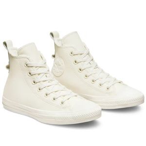 🧡 Converse Chuck Taylor All Star Fleece Lined Leather High Top Sneaker Egret